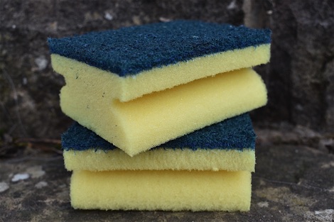Yellow and green kitchen sponges